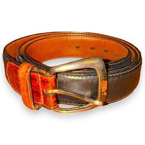 Trafalgar Black & Brown Campo Calf Leather Dress Belt 38